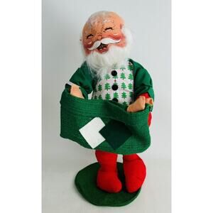Annalee Dolls Santa with Green Sack Gift Bag18" Christmas Holiday Vintage